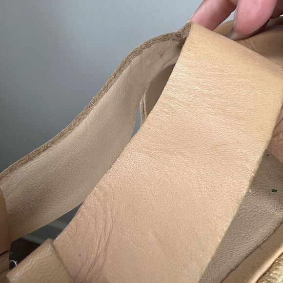 3.1 Phillip Lim Tan/Cream Leather Peep Toe Espadrille Wedges Size 8 - Picture 8 of 16